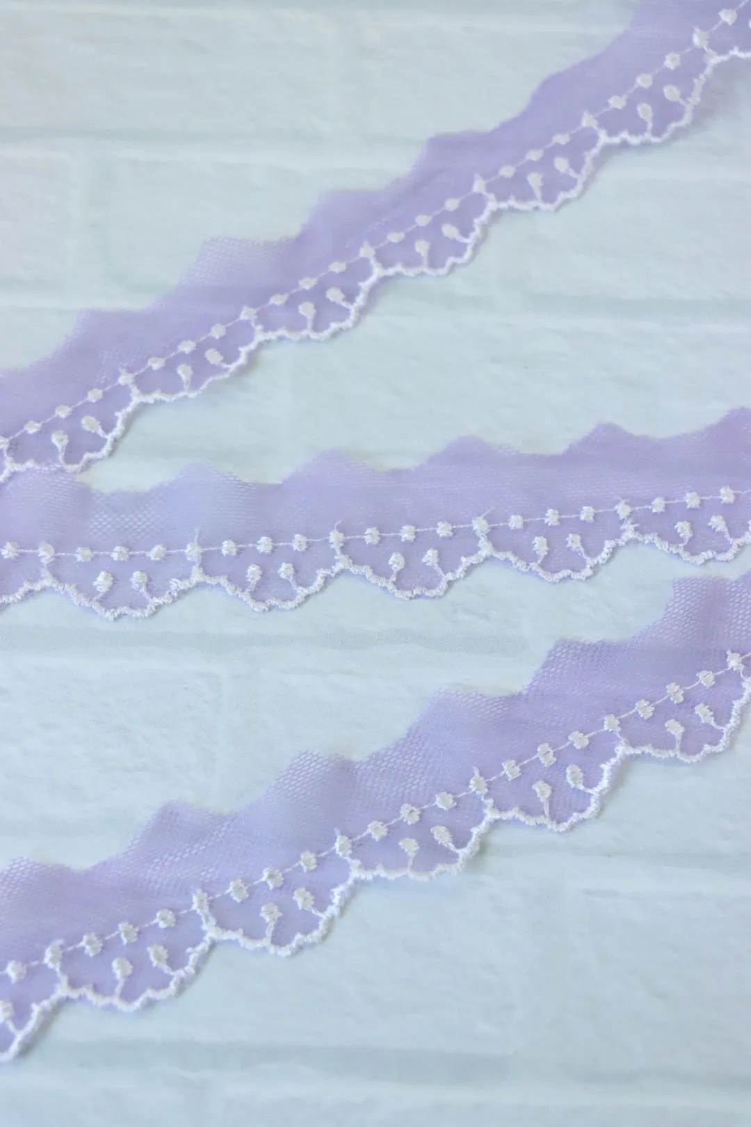 10YDS Lavender 1" Wide Embroidered Lace Trim