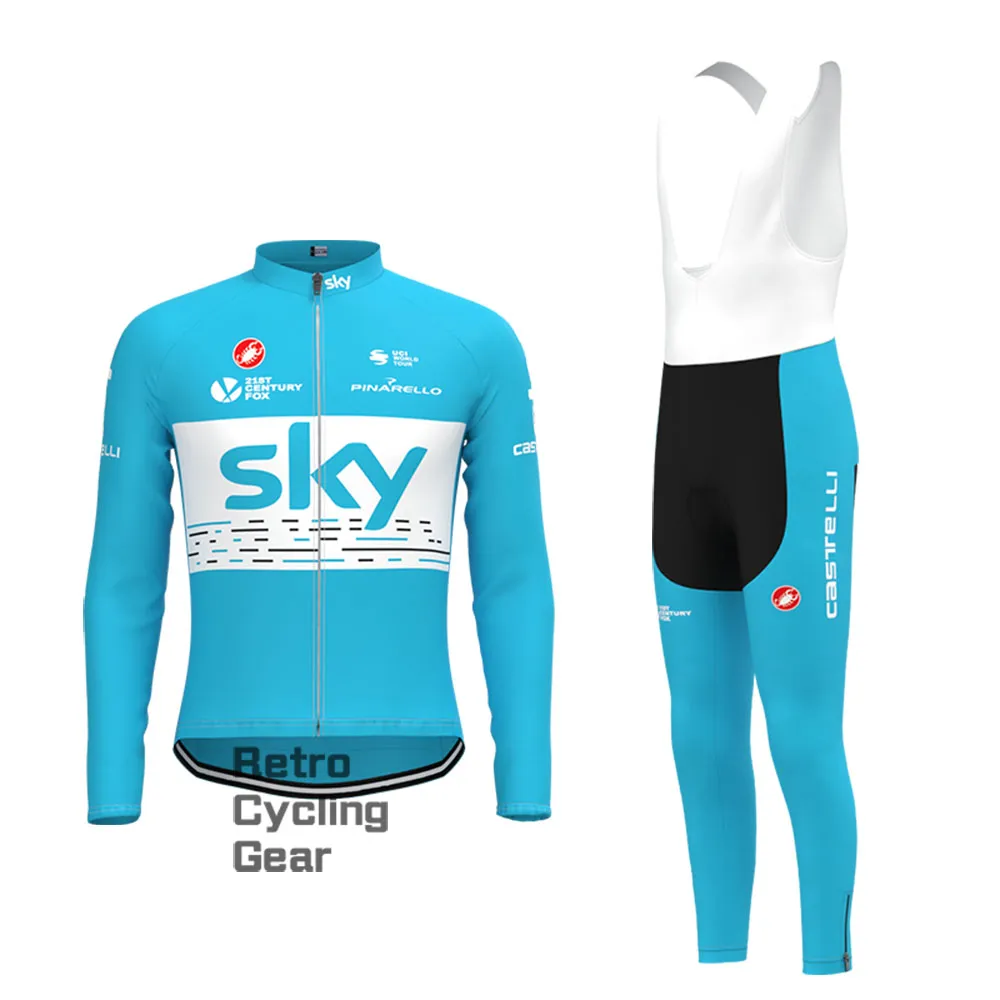 2018 blue sky Retro Long Sleeve Cycling Kits