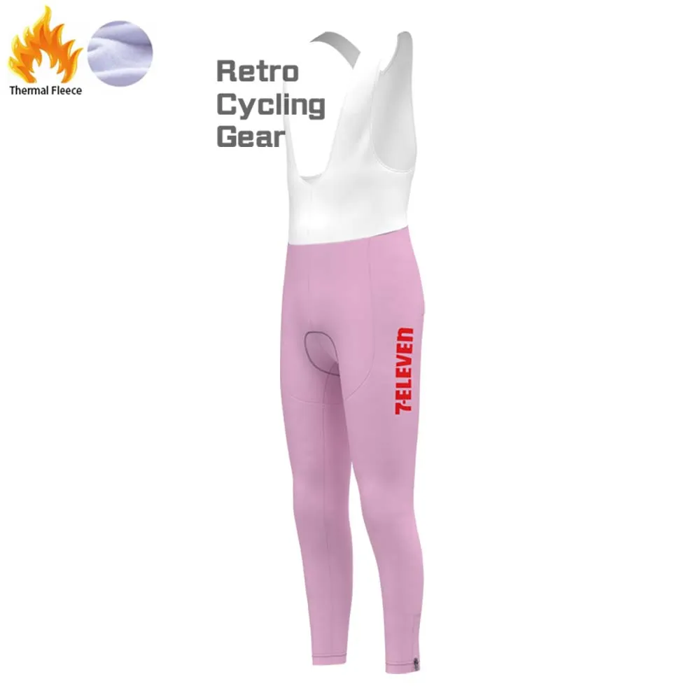 7-ELEVEN Pink Fleece Retro Long Cycling Kits