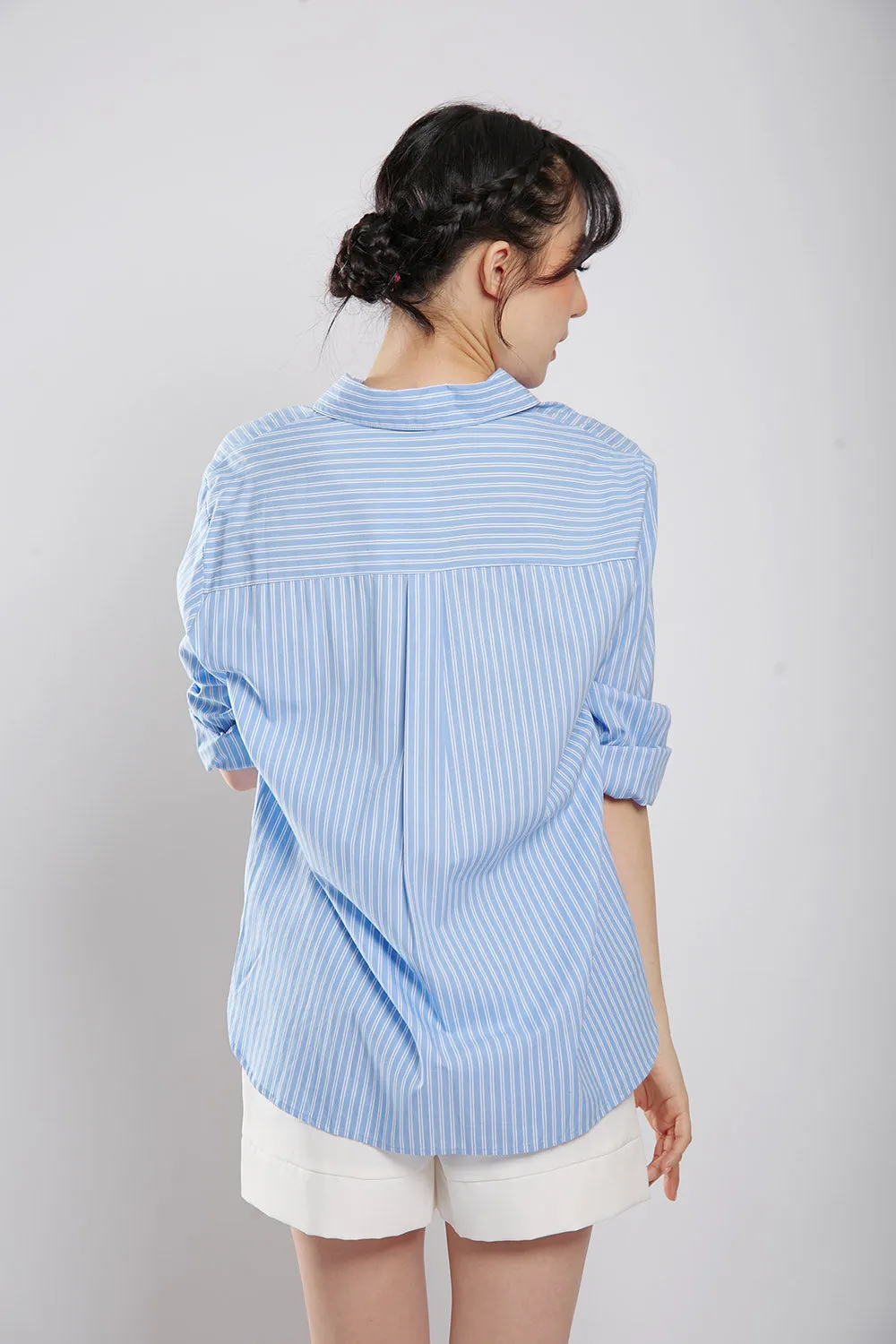 Amilea Striped Shirts in Light Blue