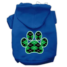 Argyle Paw Green Screen Print Pet Hoodies Blue Size Sm (10)