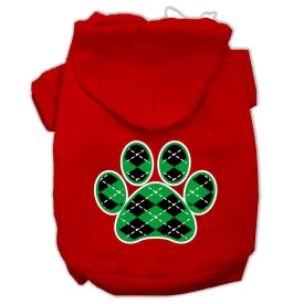 Argyle Paw Green Screen Print Pet Hoodies Red Size Sm (10)