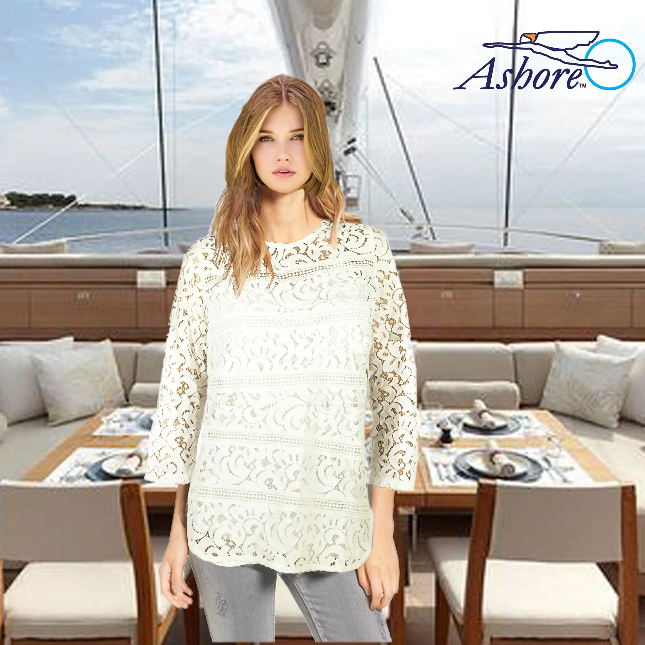 ASHORE WOMENS COTTON LACE BLOUSES