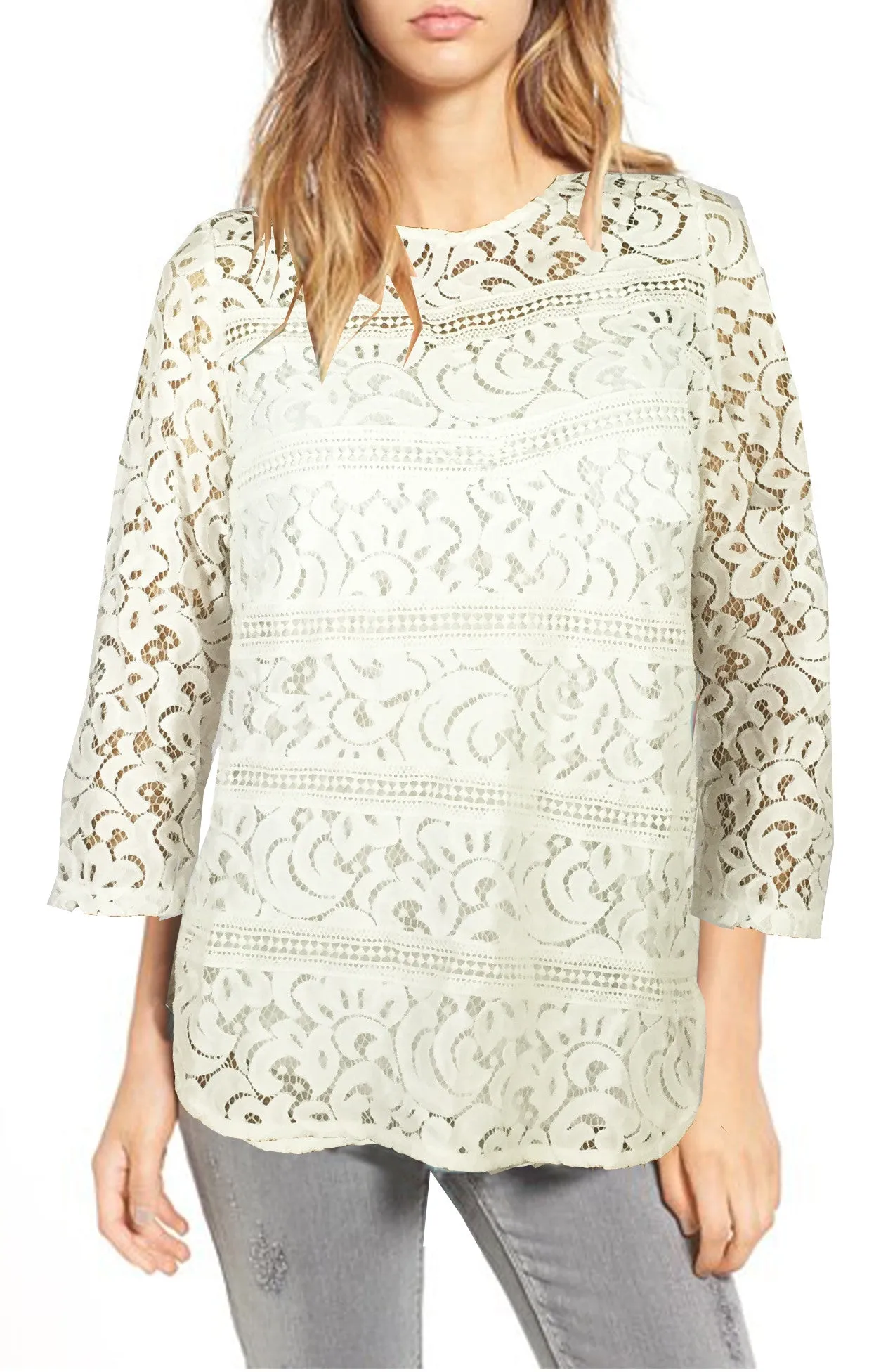 ASHORE WOMENS COTTON LACE BLOUSES