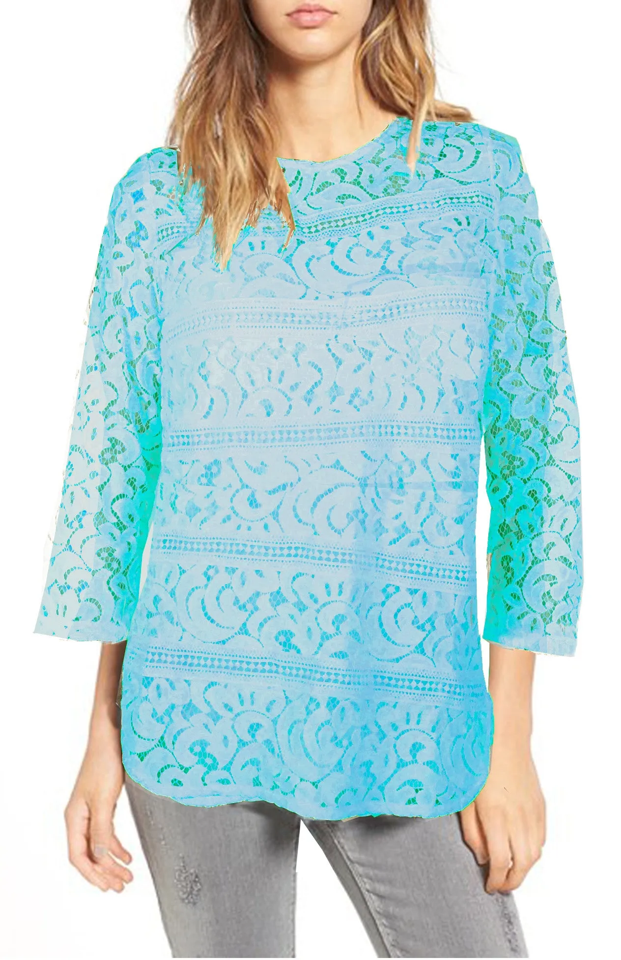 ASHORE WOMENS COTTON LACE BLOUSES