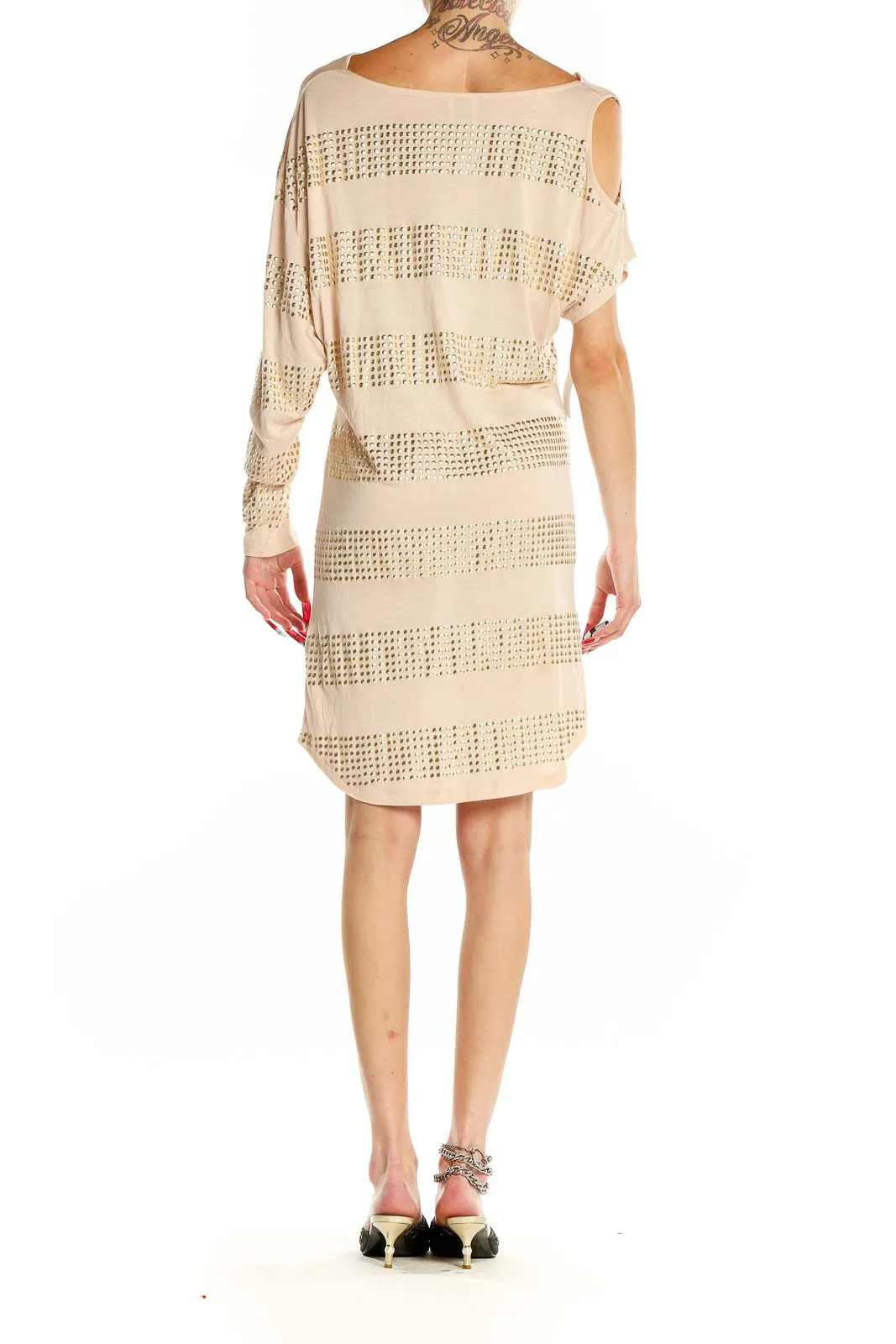 Beige Studded Modal Dress