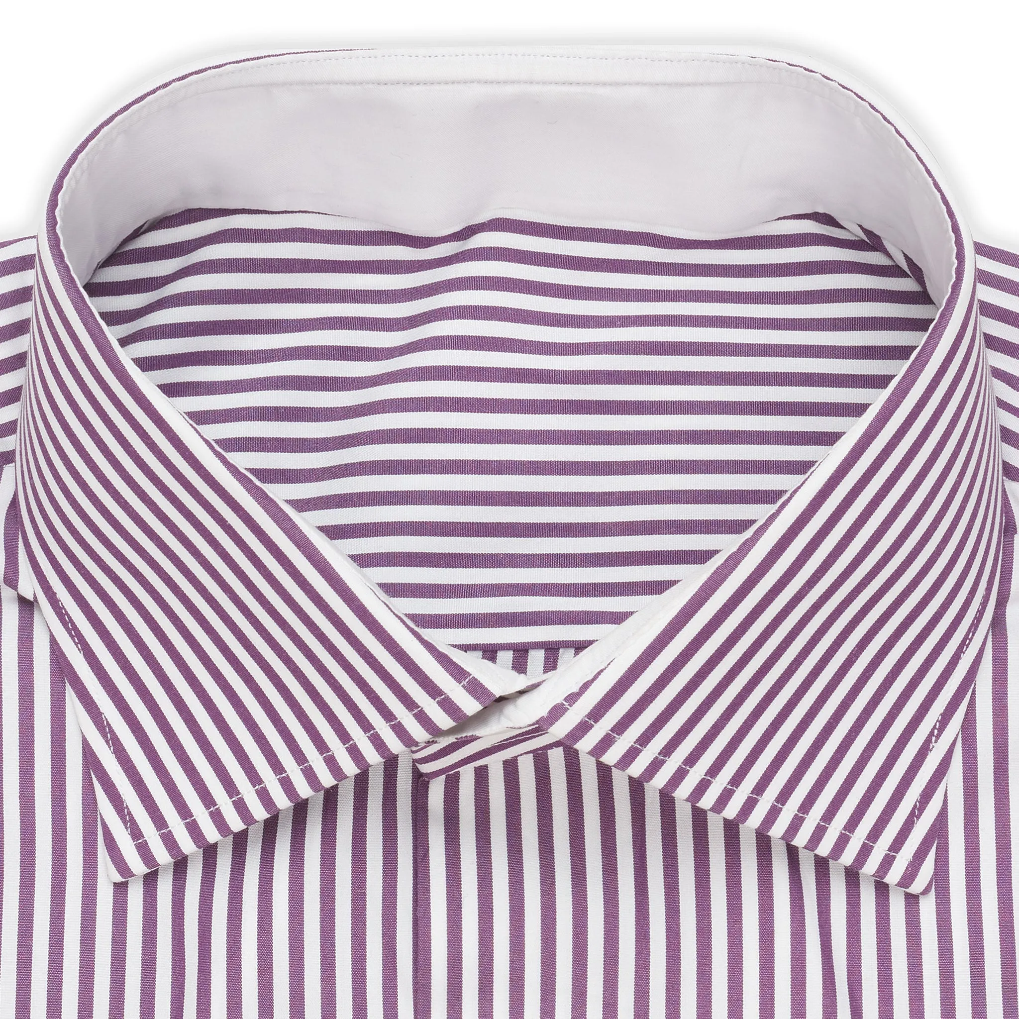 BESPOKE ATHENS Handmade Purple Striped Poplin Cotton Dress Shirt 41 NEW 16