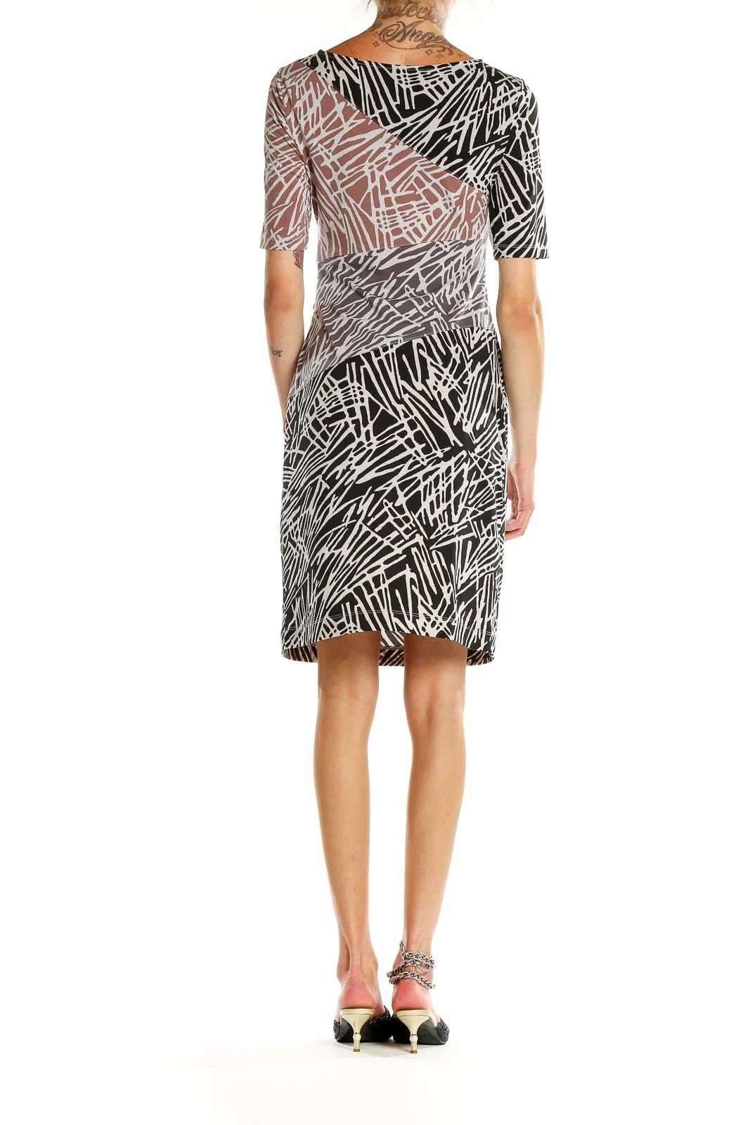 Black and White Abstract Print Bodycon Dress