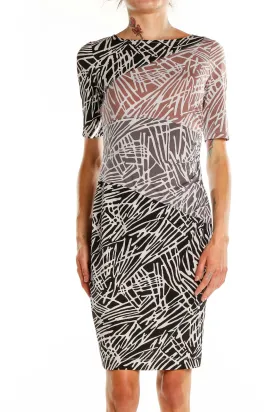 Black and White Abstract Print Bodycon Dress