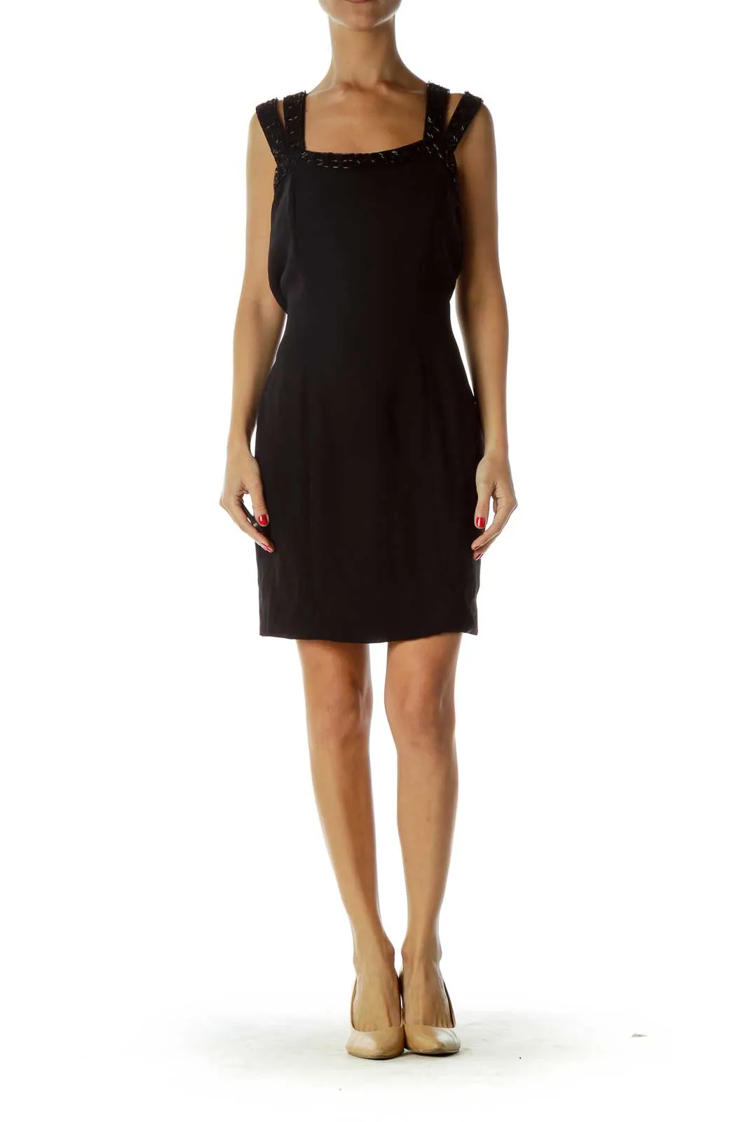 Black Beaded Sheath Dress