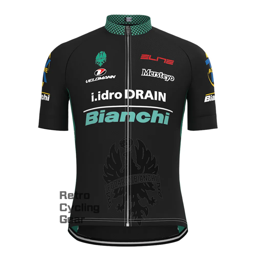 black  Bianchi Short Sleeve Cycling Kits