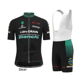 black  Bianchi Short Sleeve Cycling Kits