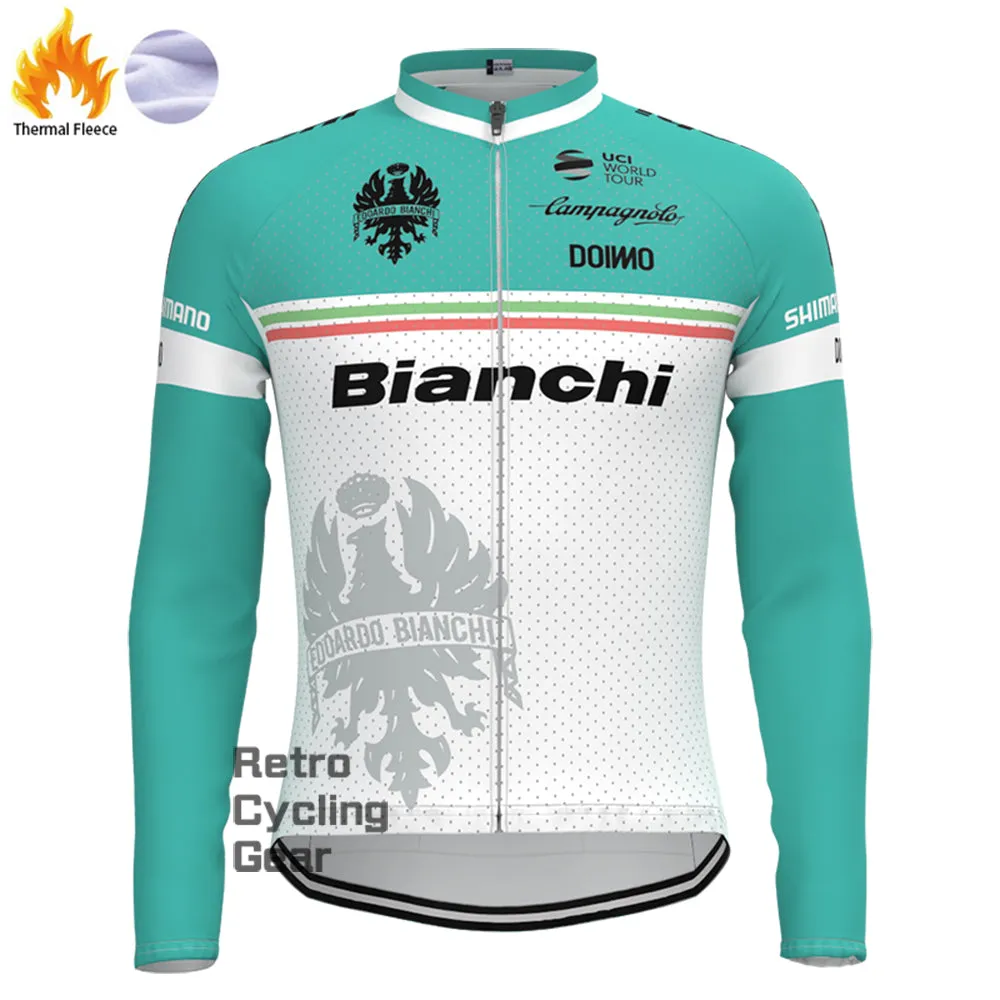 blue Bianchi Fleece Long Cycling Kits