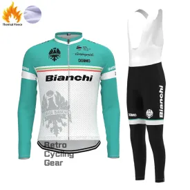 blue Bianchi Fleece Long Cycling Kits