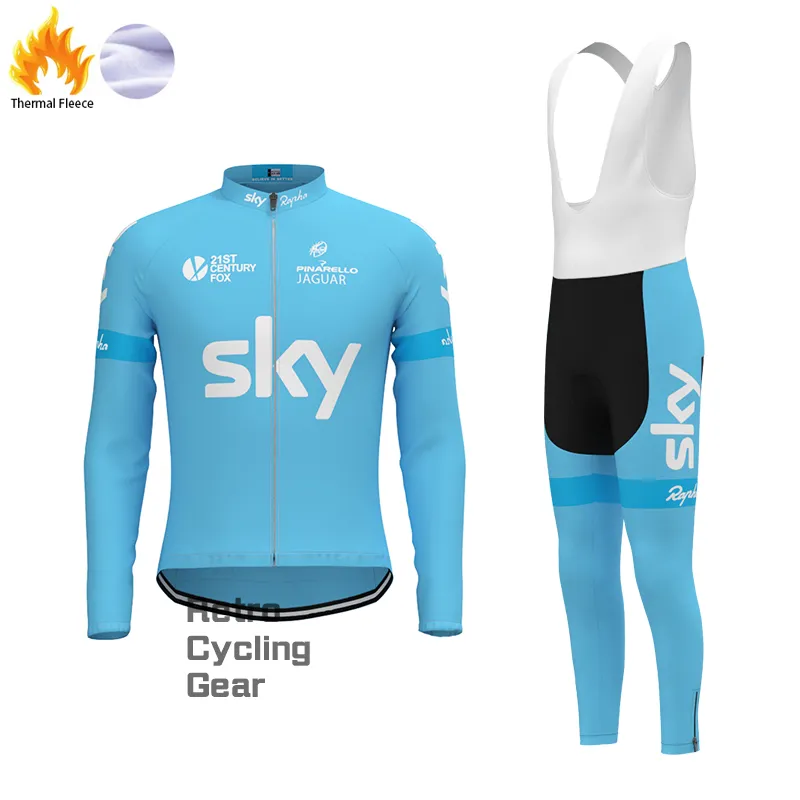 Blue sky Fleece Retro Long Cycling Kits