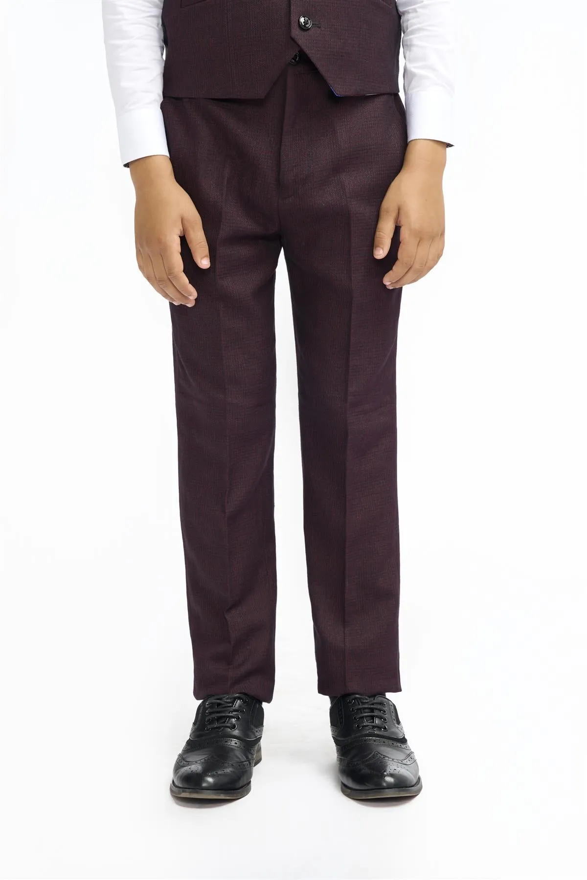 Boys Caridi Wine Three Piece Suit