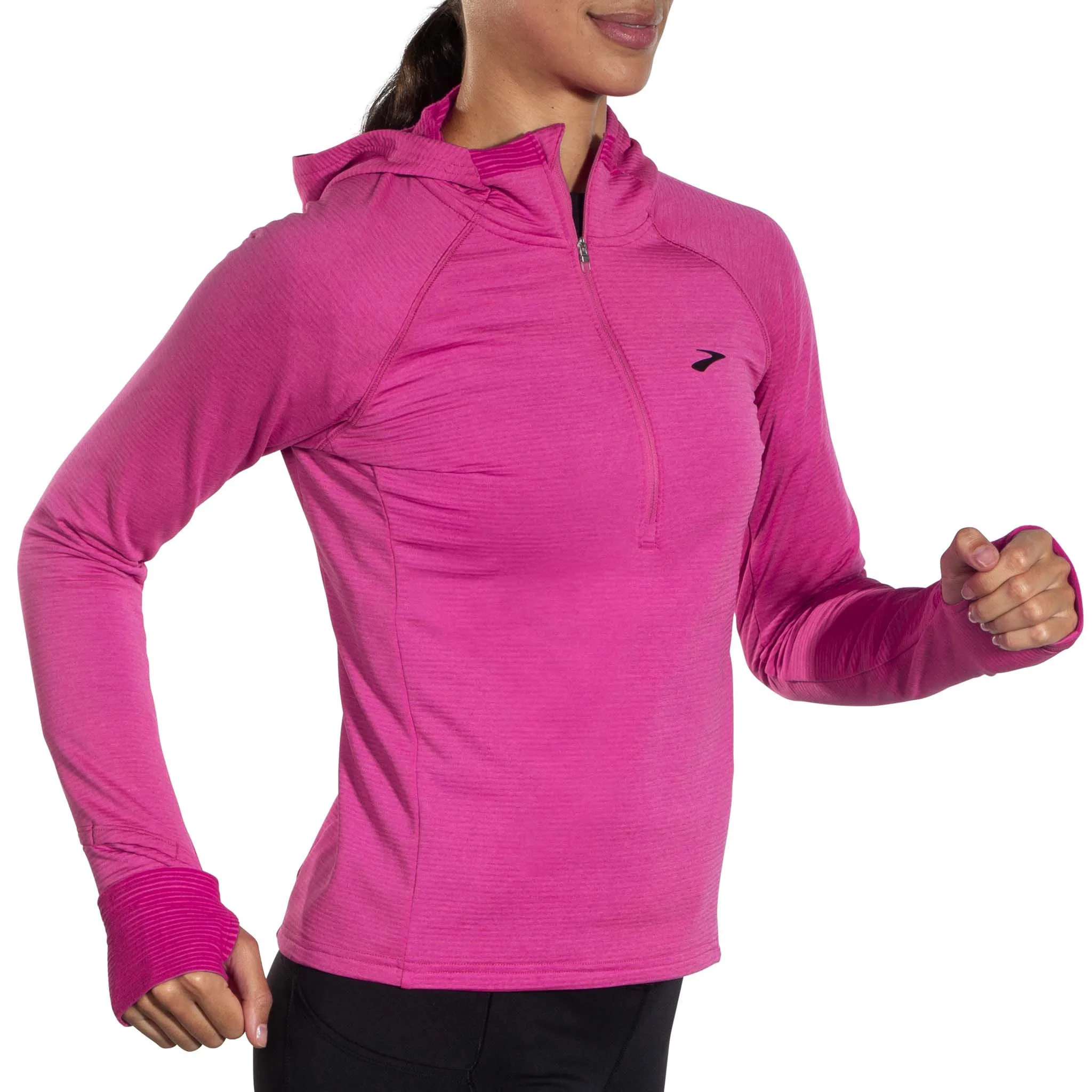 Brooks | Women's Notch Thermal Hoodie 2.0 - Heather Frosted Mauve