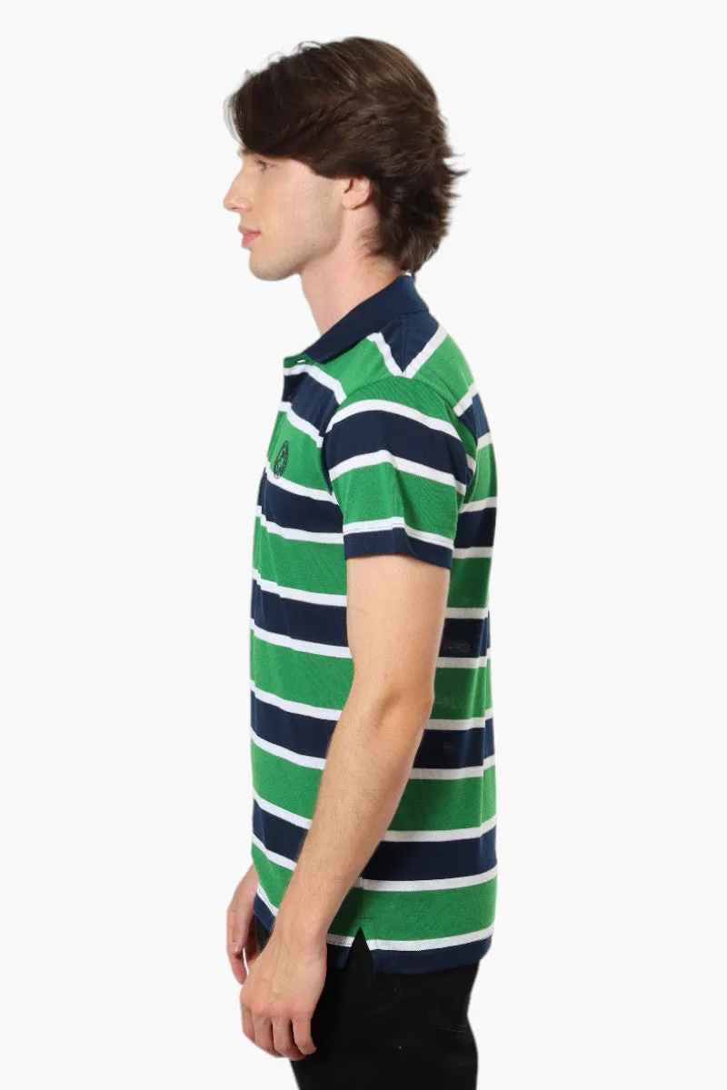 Canada Weather Gear Striped Button Up Polo Shirt - Green