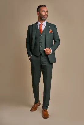 Caridi Olive Check Three Piece Suit