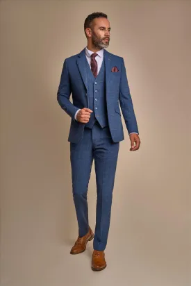 Carnegi Navy Long Tweed Three Piece Suit