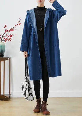 Casual Navy Hooded Oversized Cotton Trench Coats Fall LY9227