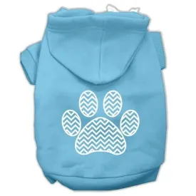 Chevron Paw Screen Print Pet Hoodies Baby Blue Size Sm (10)