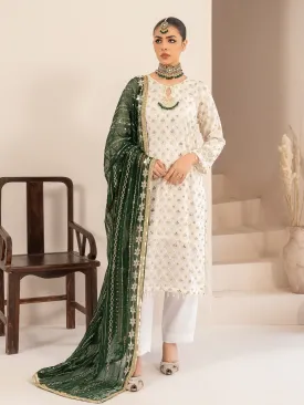 Chiffon Embroidered & Embellished 3-Piece Suit - Green