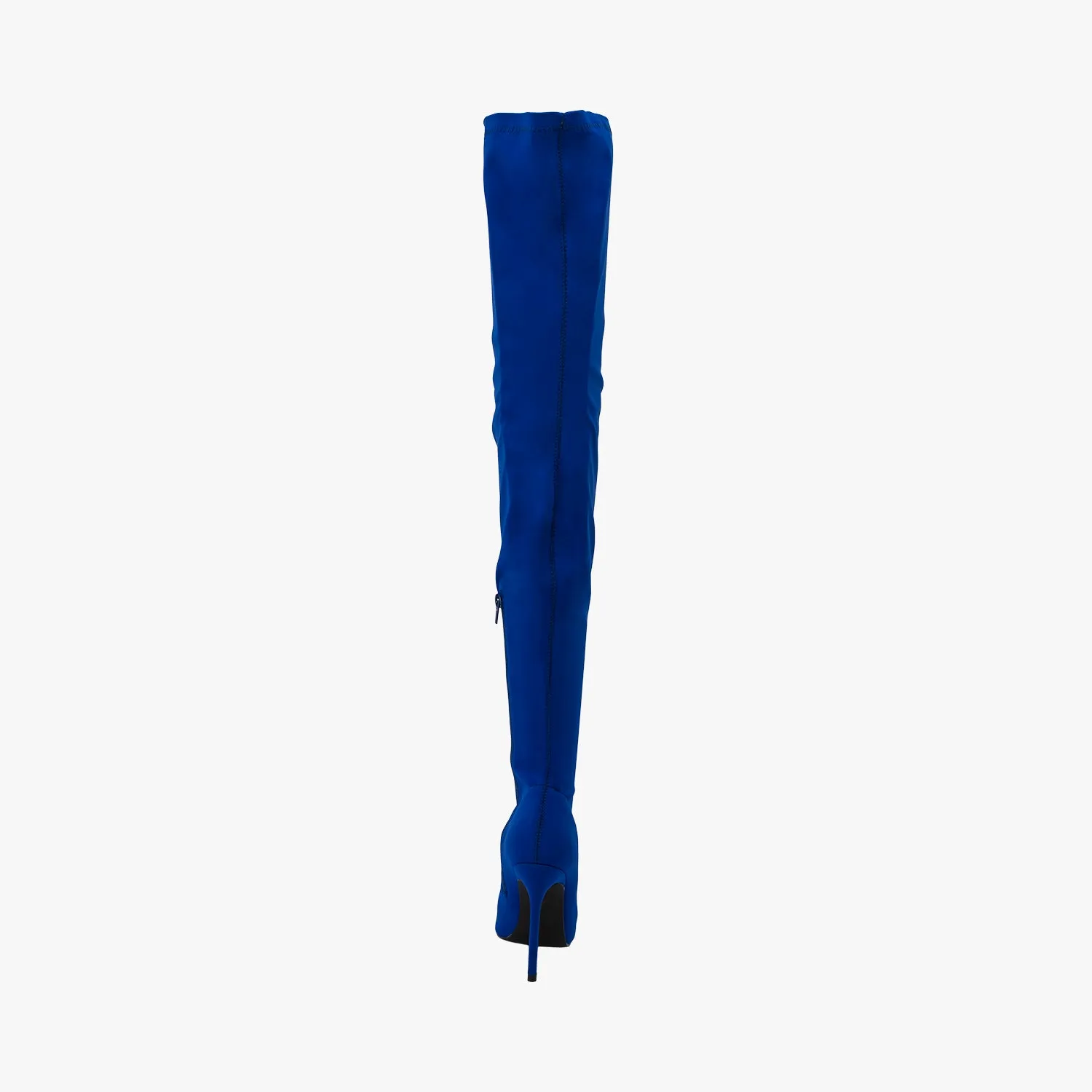 Cobalt Lycra Pointed Toe Toe Thigh High Boot