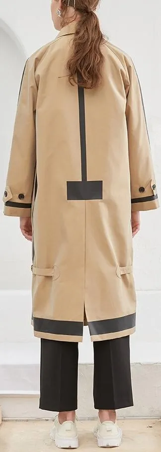 Contrast Stripe Single Breasted Safari Trench Coat