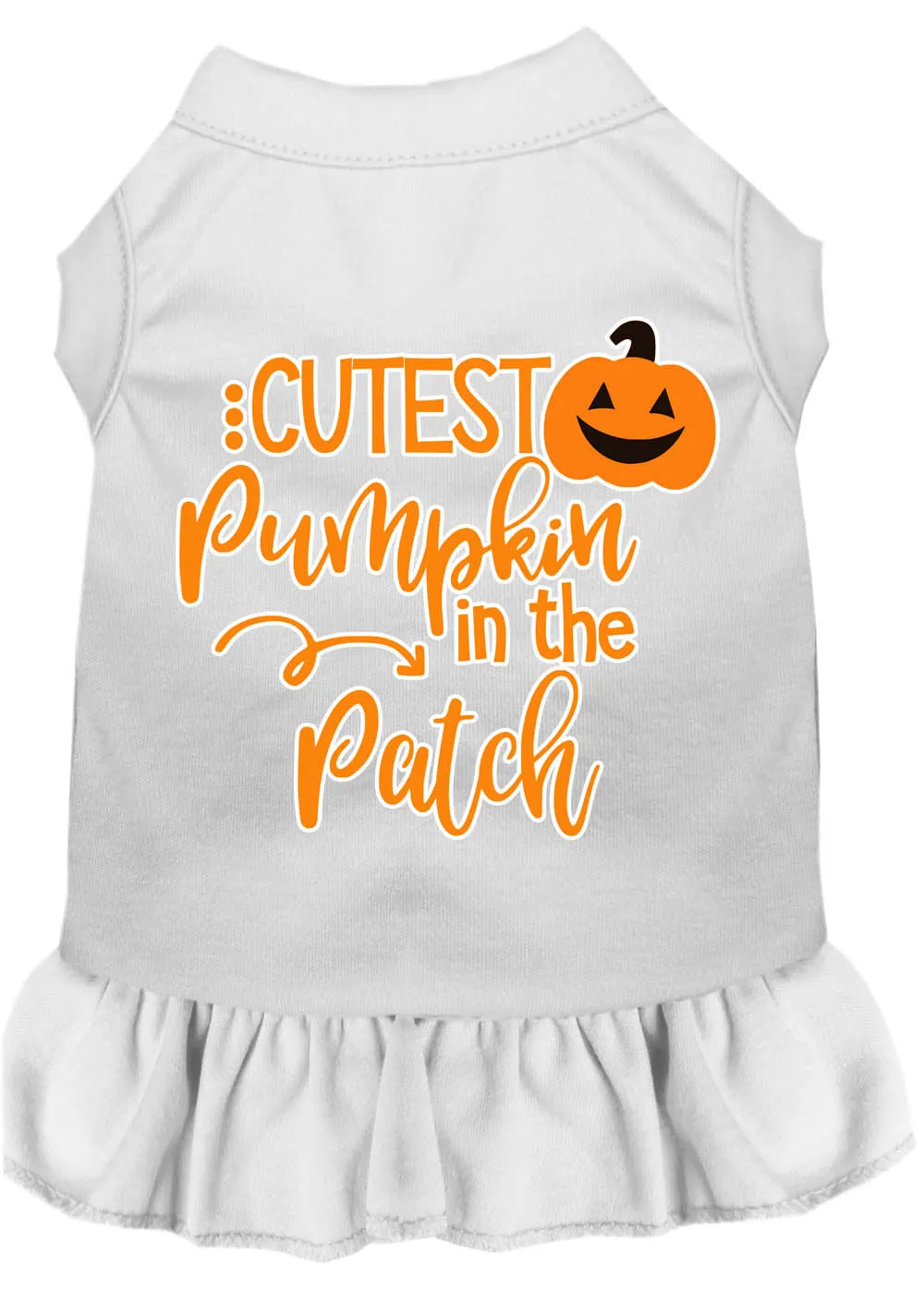 Cutest Pumpkin In The Patch Screen Print Dog Dress White Med