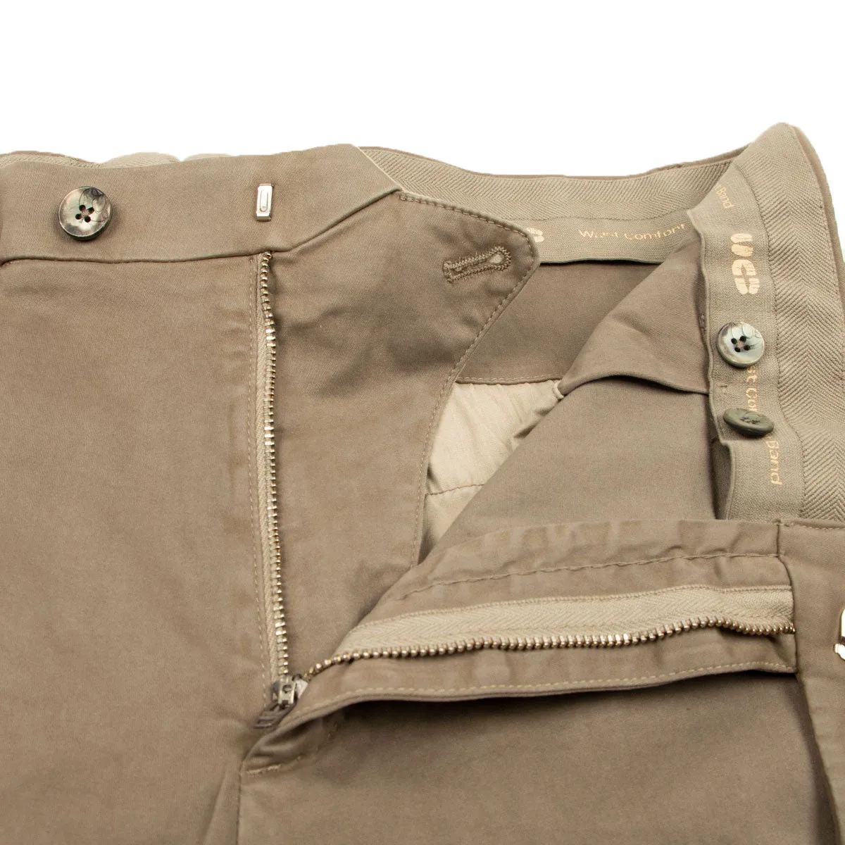 Dove Beige Stretch Cotton Twill Chinos