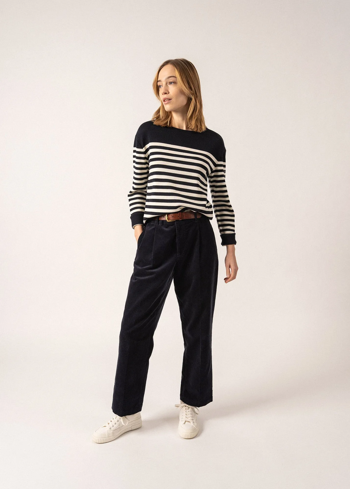 Ecrins Striped Jumper - in soft wool (NAVY/ECUME)