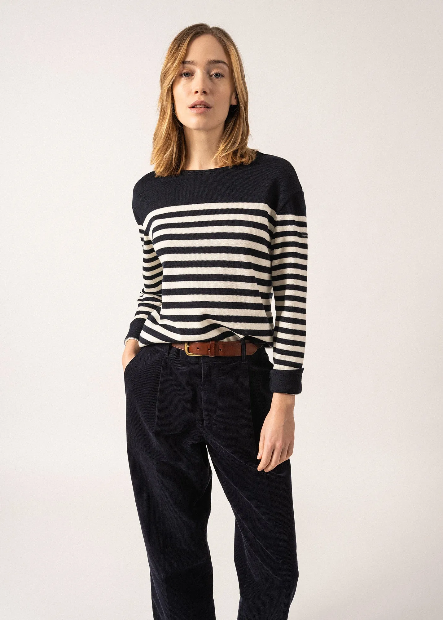 Ecrins Striped Jumper - in soft wool (NAVY/ECUME)