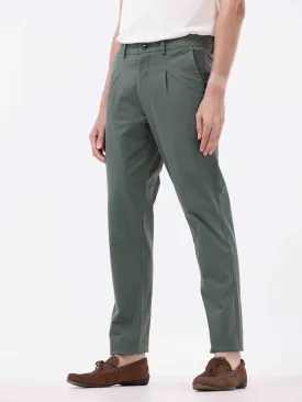 Essential Pleated Olive Fine Twill Pant