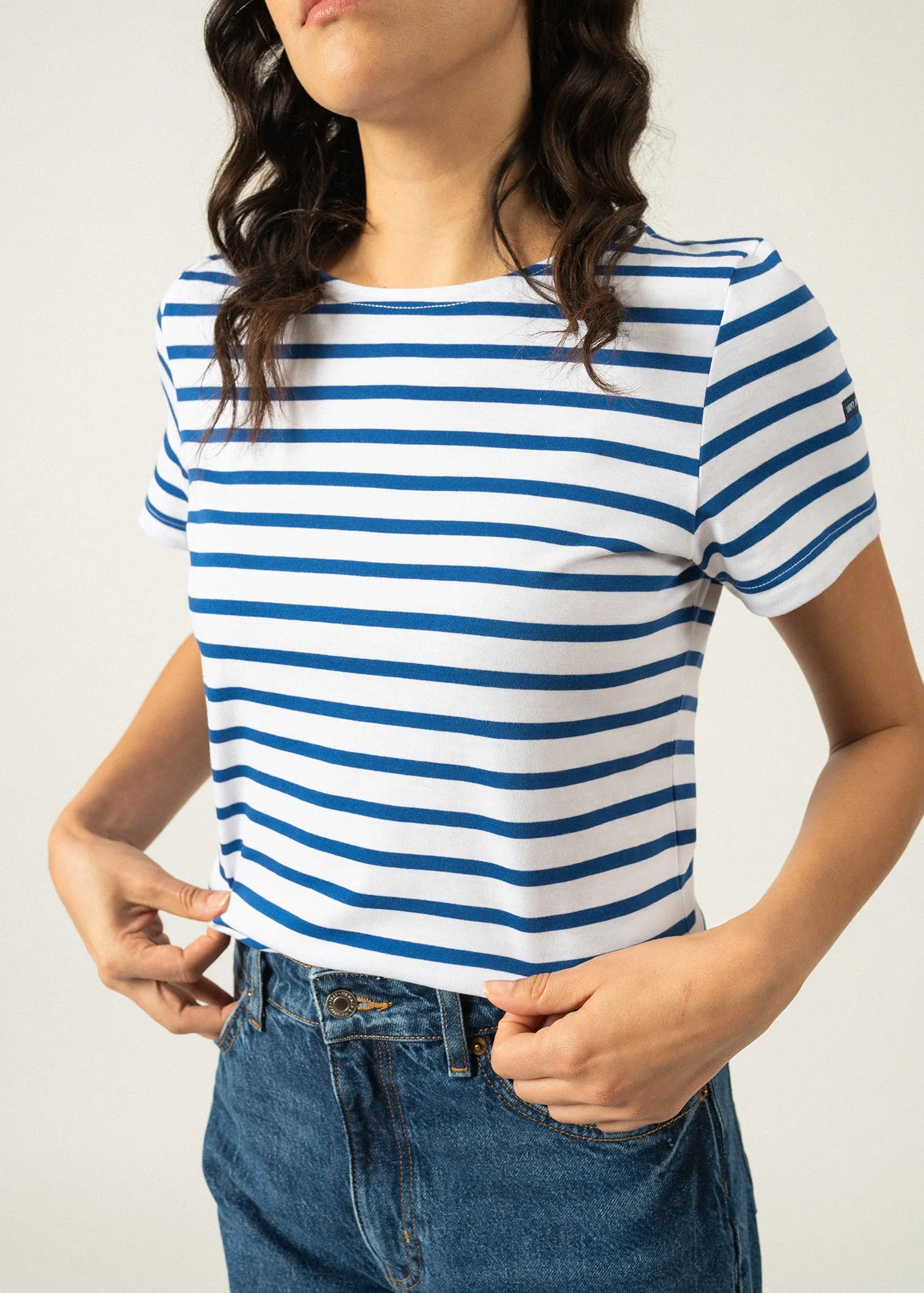 Etrille short sleeve striped sailor shirt - regular fit, in light cotton (NEIGE/GITANE)