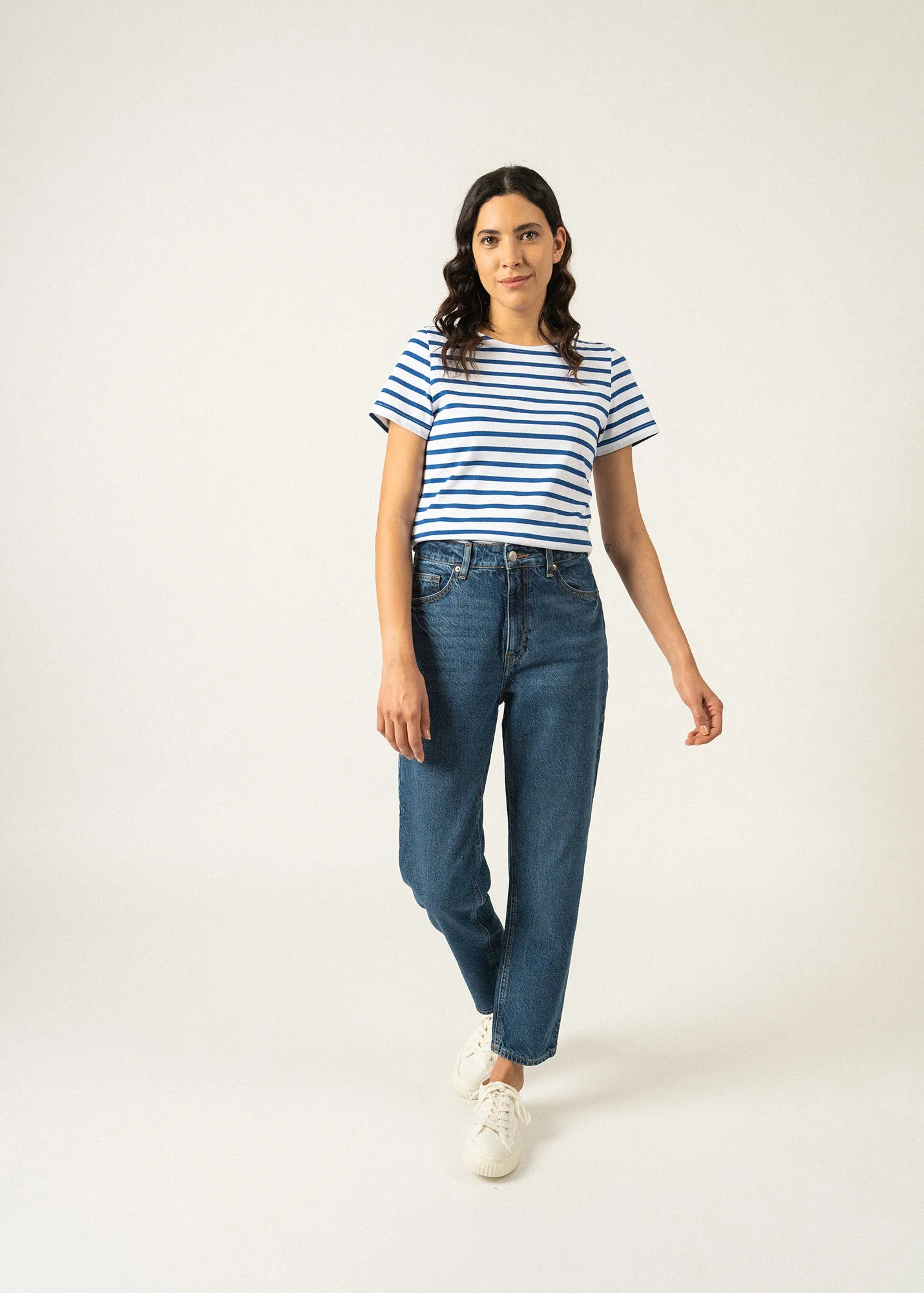 Etrille short sleeve striped sailor shirt - regular fit, in light cotton (NEIGE/GITANE)