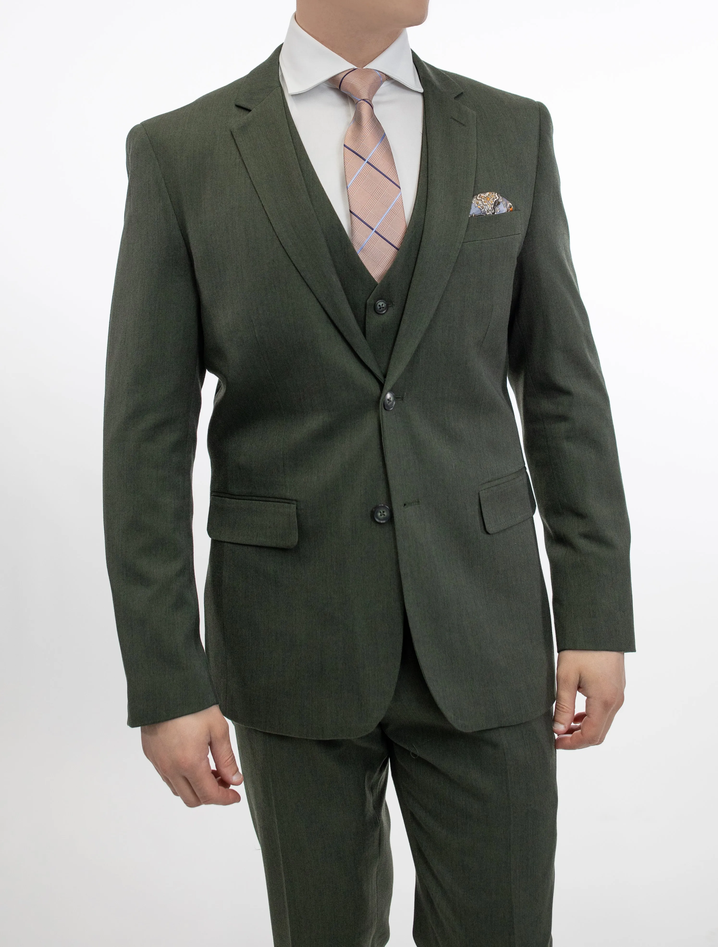 FUBU Dark Green Vested Suit