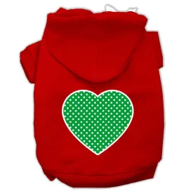 Green Swiss Dot Heart Screen Print Pet Hoodies Red Size Lg (14)