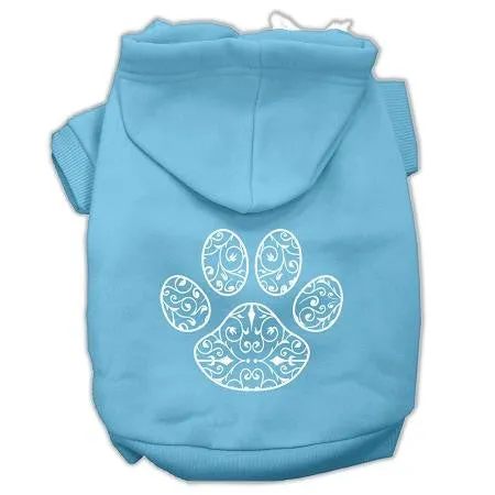 Henna Paw Screen Print Pet Hoodies Baby Blue Size XXXL (20)