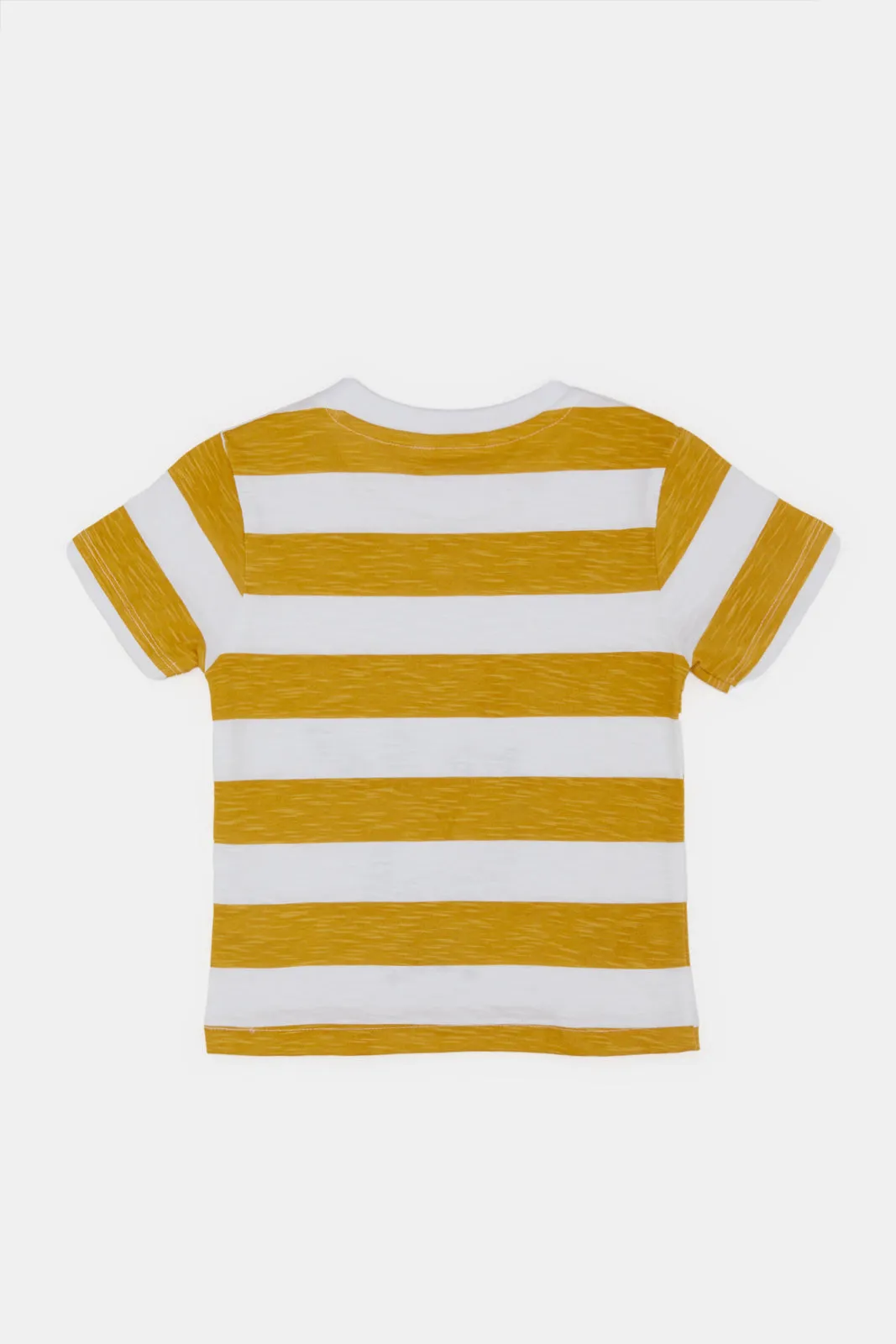 Infant Boys Mustard And White Stripe Dino T-Shirt