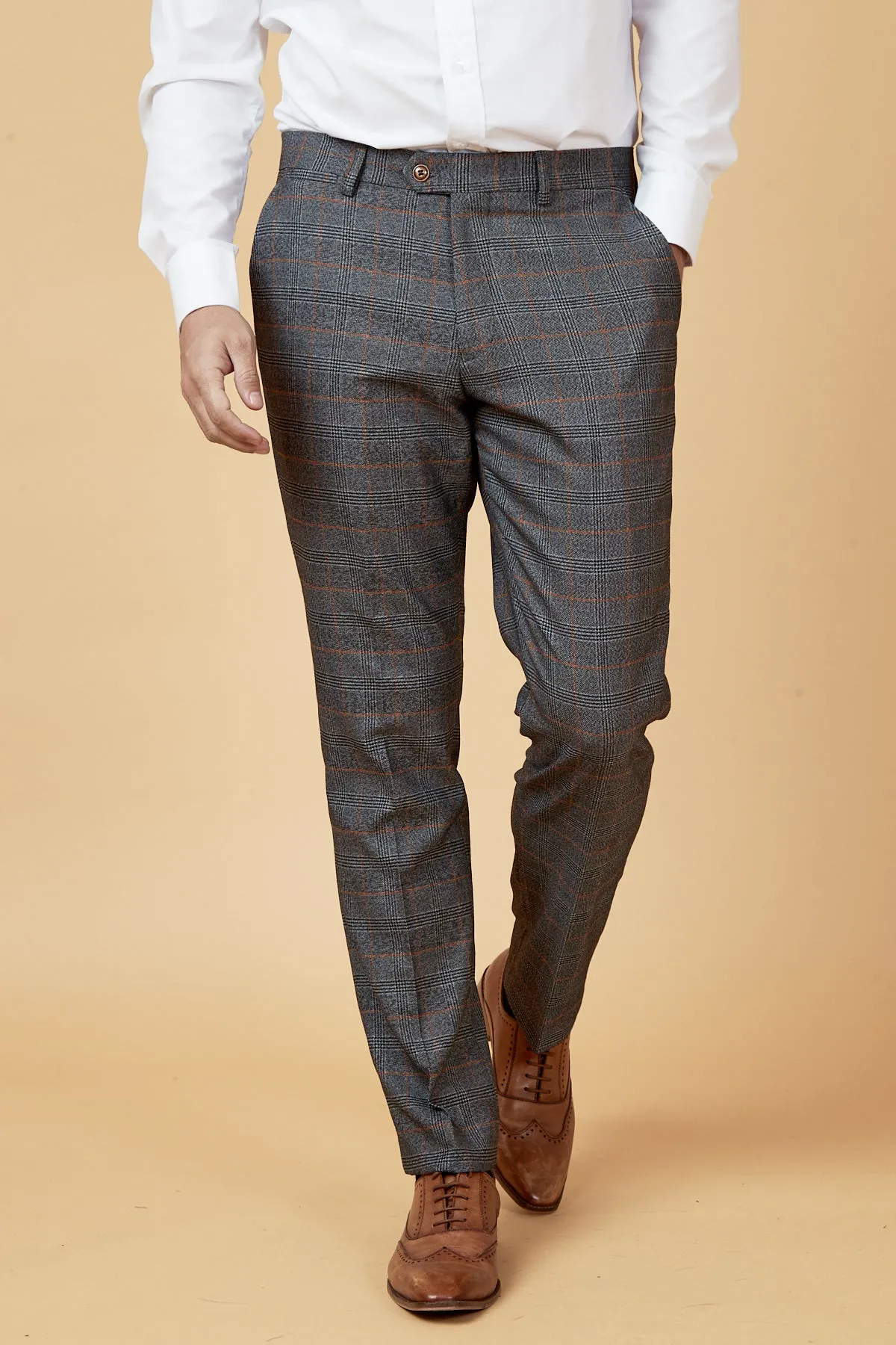 JENSON - Grey Check Suit with Double Breasted Waistcoat