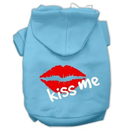 Kiss Me Screen Print Pet Hoodies Baby Blue Size XXL (18)