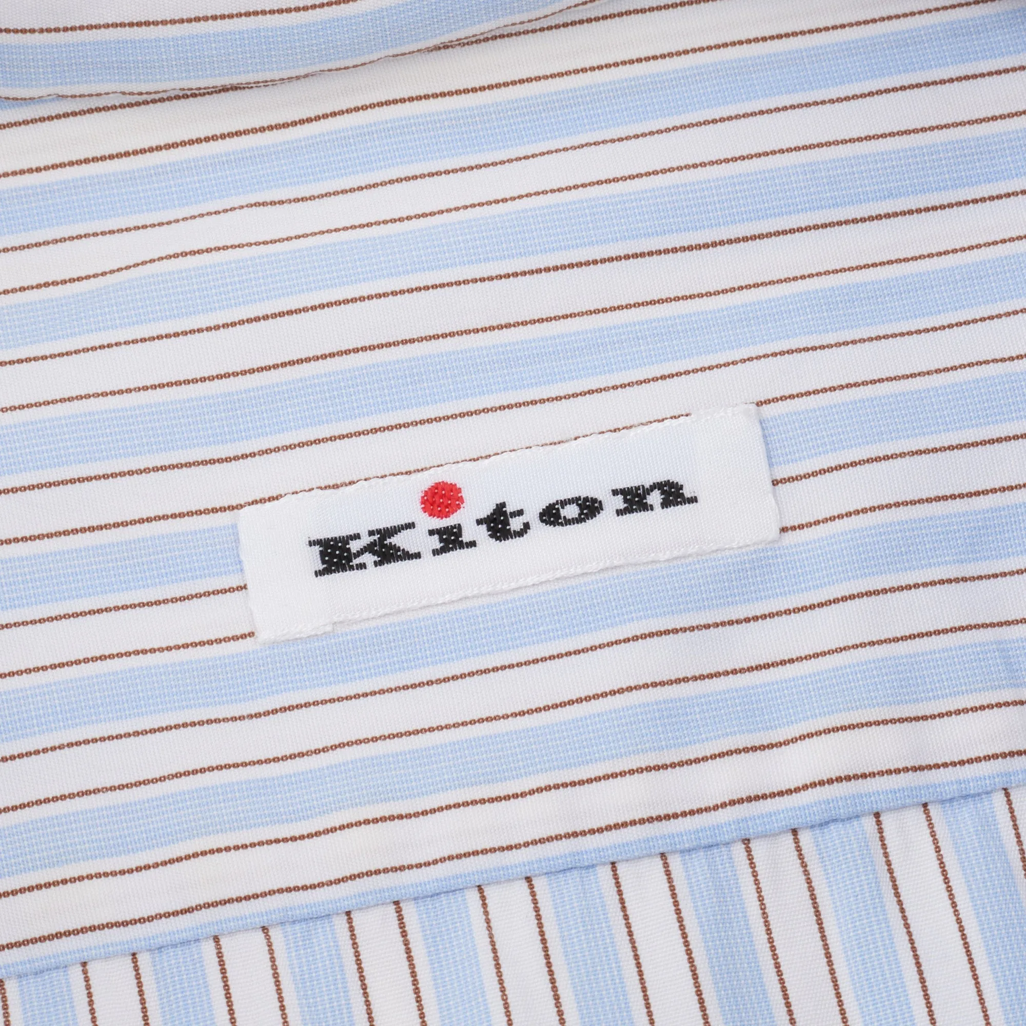 KITON Napoli Handmade Blue Striped Cotton Button-Down Dress Shirt EU 39 US 15.5 Slim