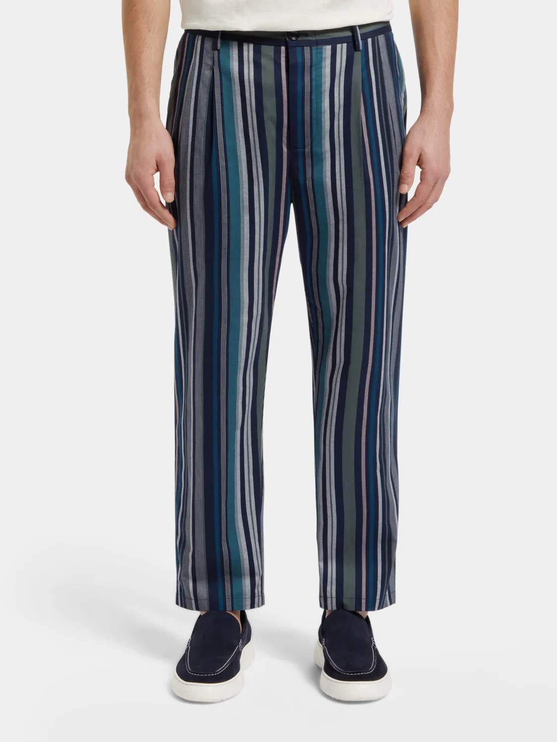 Loose-fit striped chinos