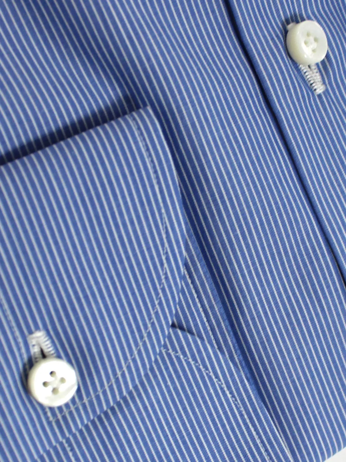 Luigi Borrelli Dress Shirt ROYAL COLLECTION - Blue White Stripes 38 - 15 1/2 SALE