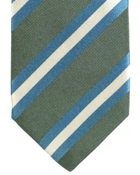 Luigi Borrelli Silk Tie Seafoam Blue Stripes