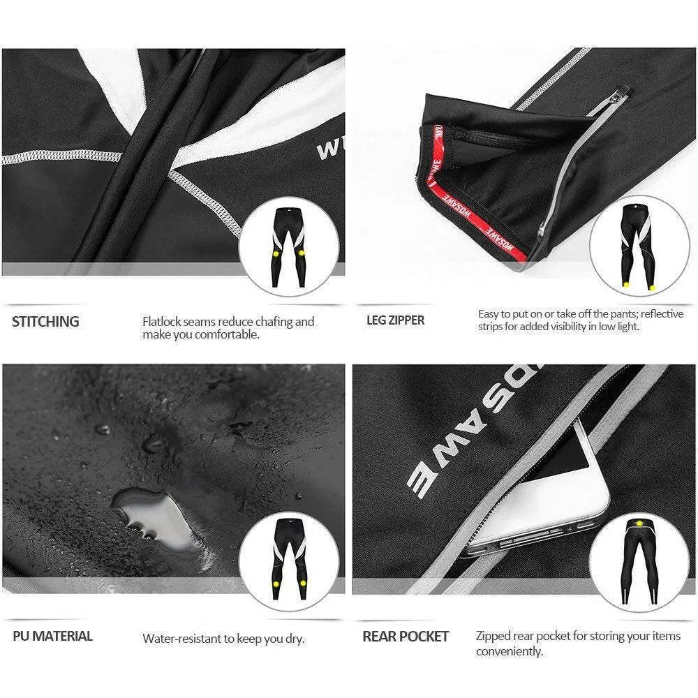 Men Bicycle Pants 3D Padded Road Bike Cycling Pants Windproof Thermal Biking Running Tights