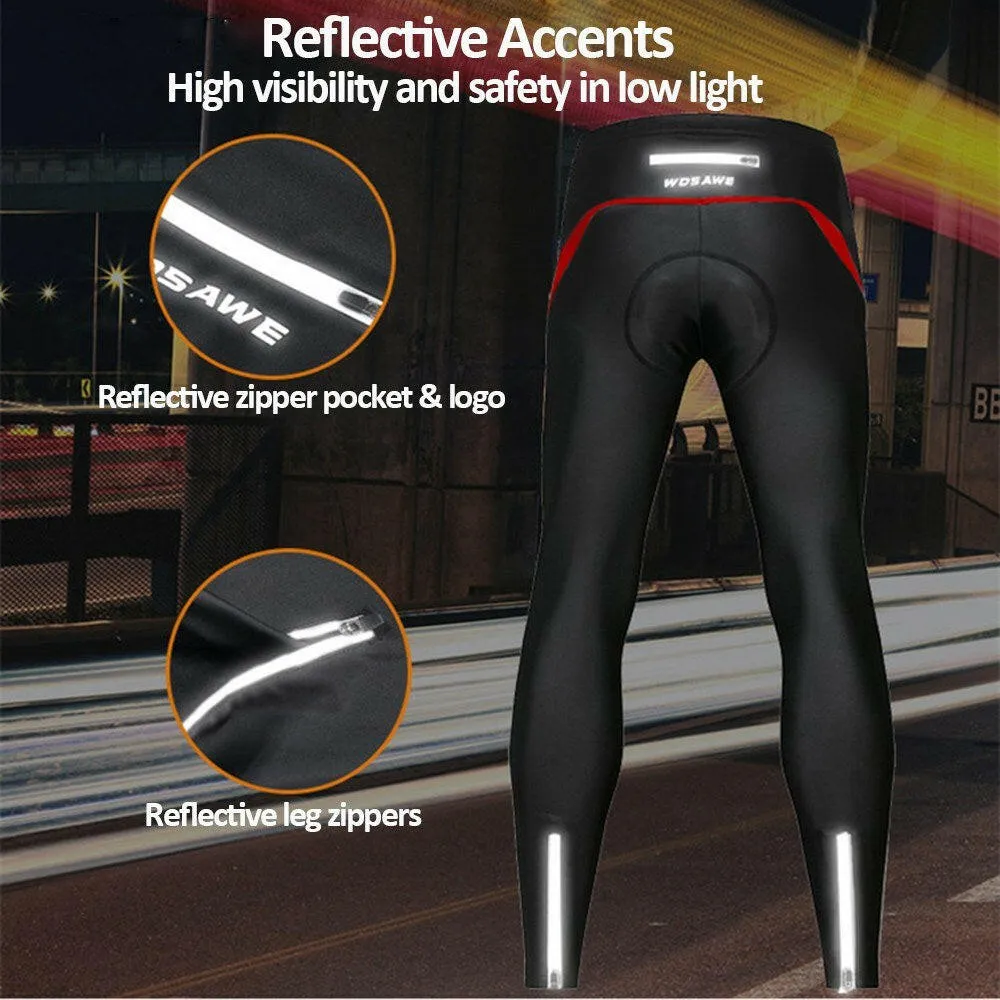 Men Bicycle Pants 3D Padded Road Bike Cycling Pants Windproof Thermal Biking Running Tights