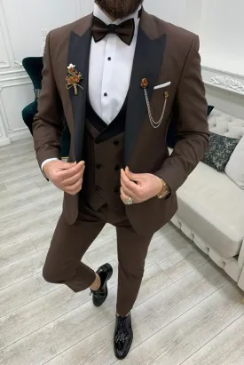 Men Brown Tuxedo Suit 3 Piece Suit Wedding Prom Wear Groomsmen Elegant Suit Dinner Suit Party Wear Bespoke Men's Suits