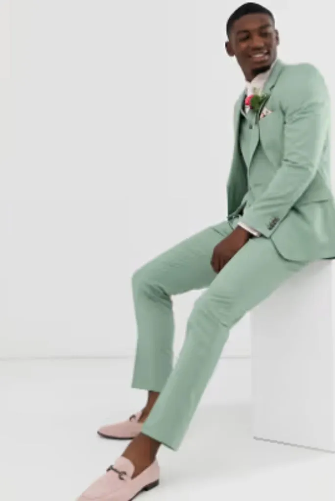 Men Sage Green Three Piece Stylish Suit Perfect For Engagement Wear Wedding Wear Dinner Party Wear Suit